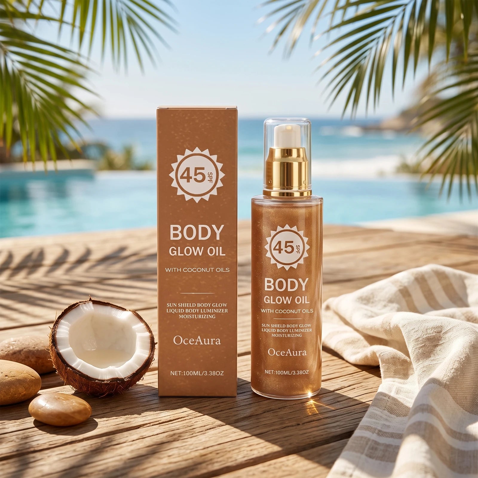 SPF 45 Shimmering Coconut Body Oil Sunscreen - 4