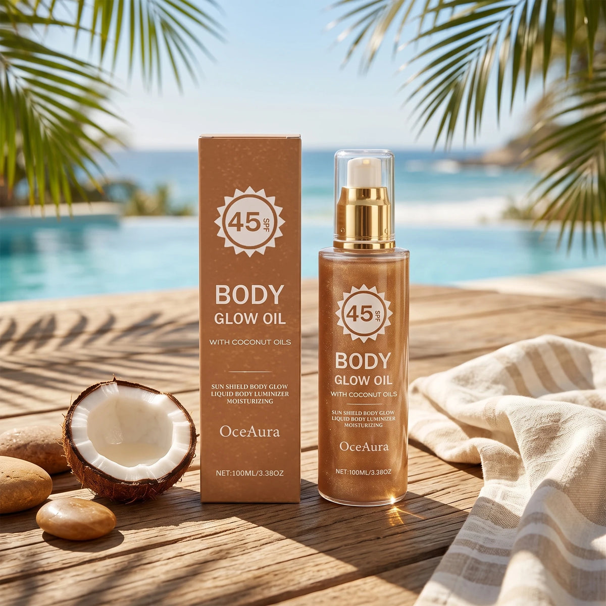 SPF 45 Shimmering Coconut Body Oil Sunscreen