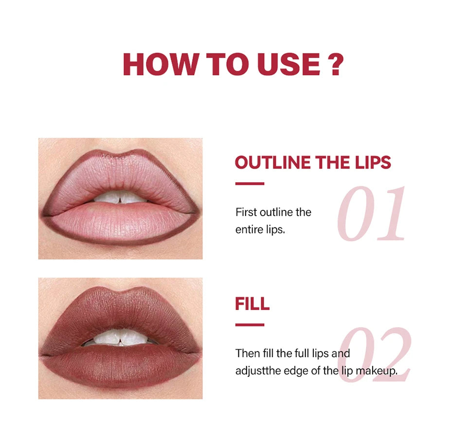 Waterproof Matte Lip Liner Pencil Set for Defined Lips