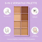 8-Shade Cream Concealer Palette and Makeup Applicator Set