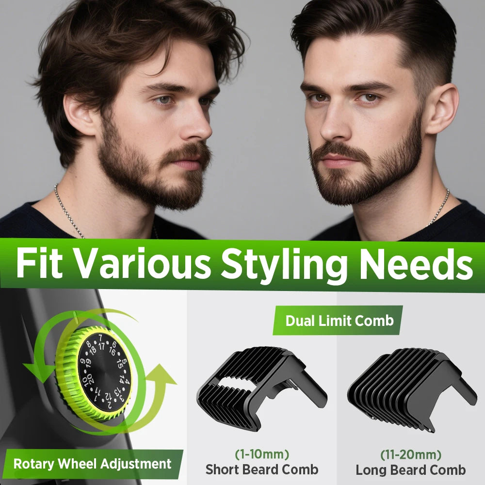 Cordless Vacuum Beard and Hair Trimmer with Waterproof Design - 10
