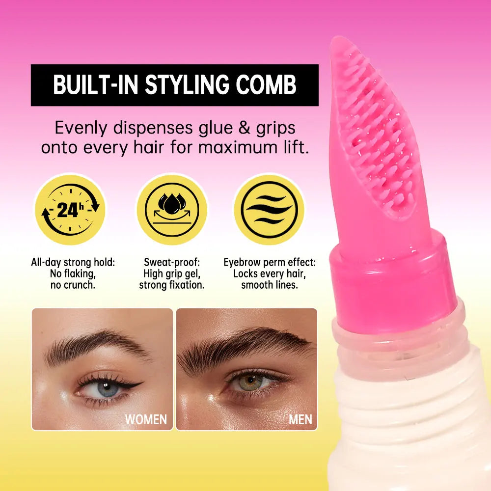 Long-Lasting Eyebrow Lamination Styling Gel with Built-In Comb