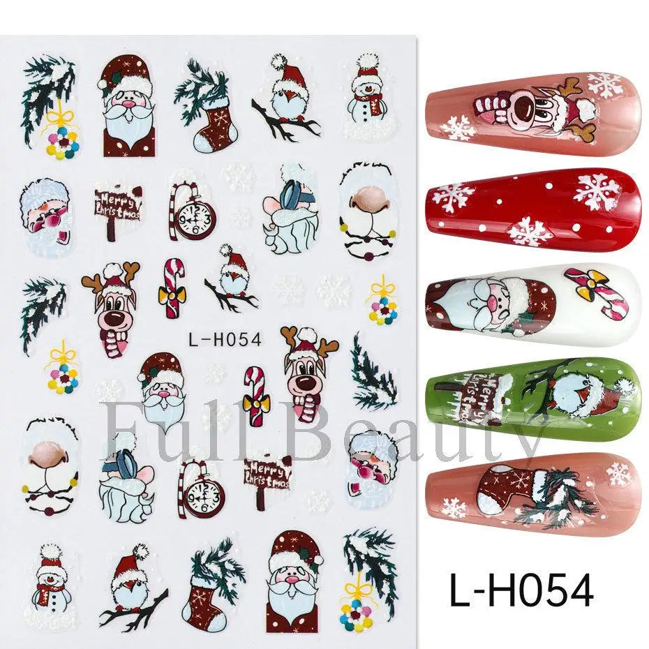 3D Christmas Cartoon Nail Art Sticker Decals
