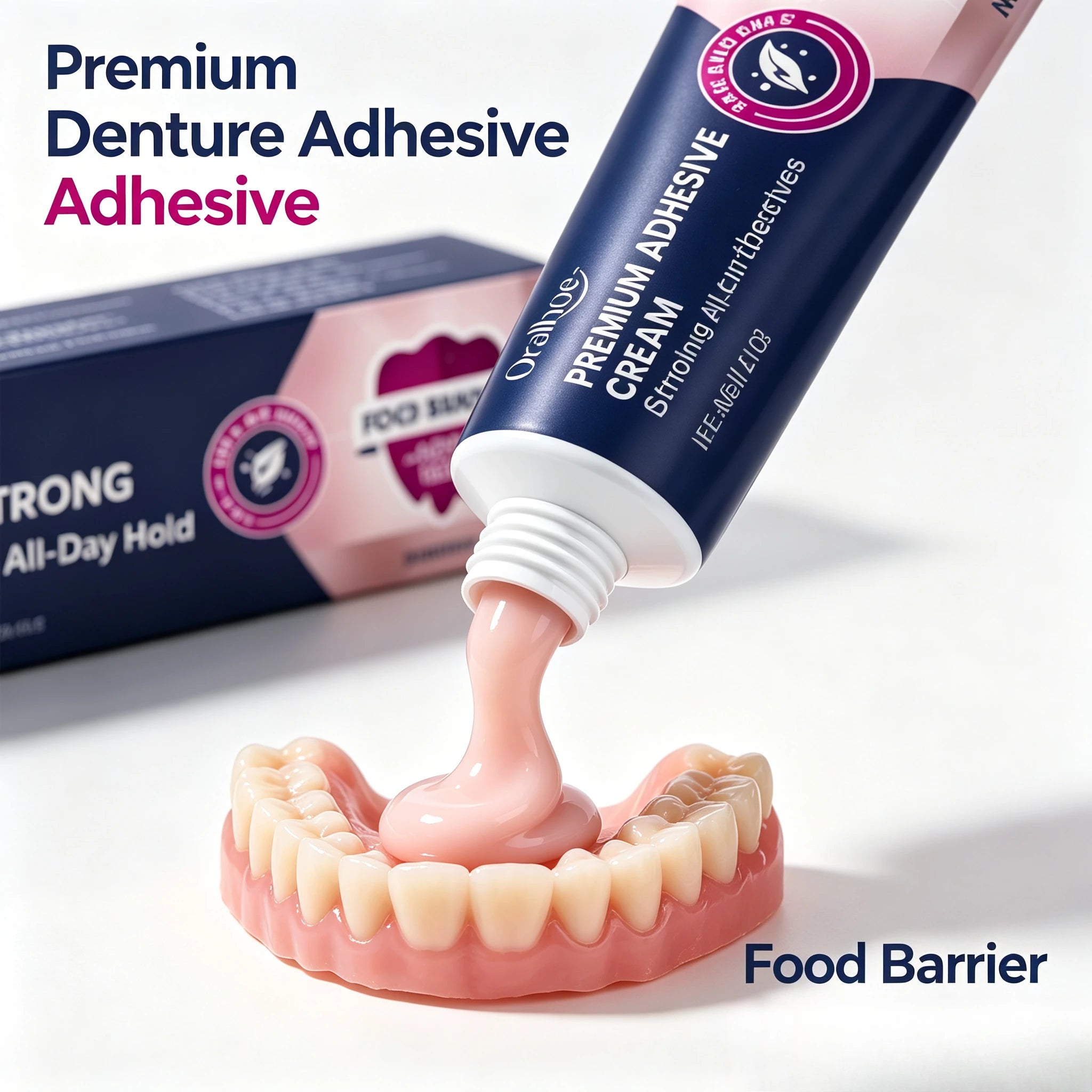 Strong Hold Denture Adhesive Cream with Food Barrier Protection - 1