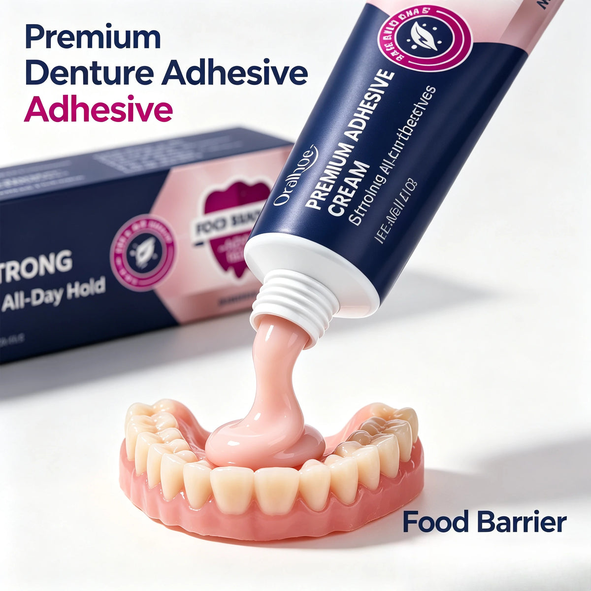 Strong Hold Denture Adhesive Cream with Food Barrier Protection