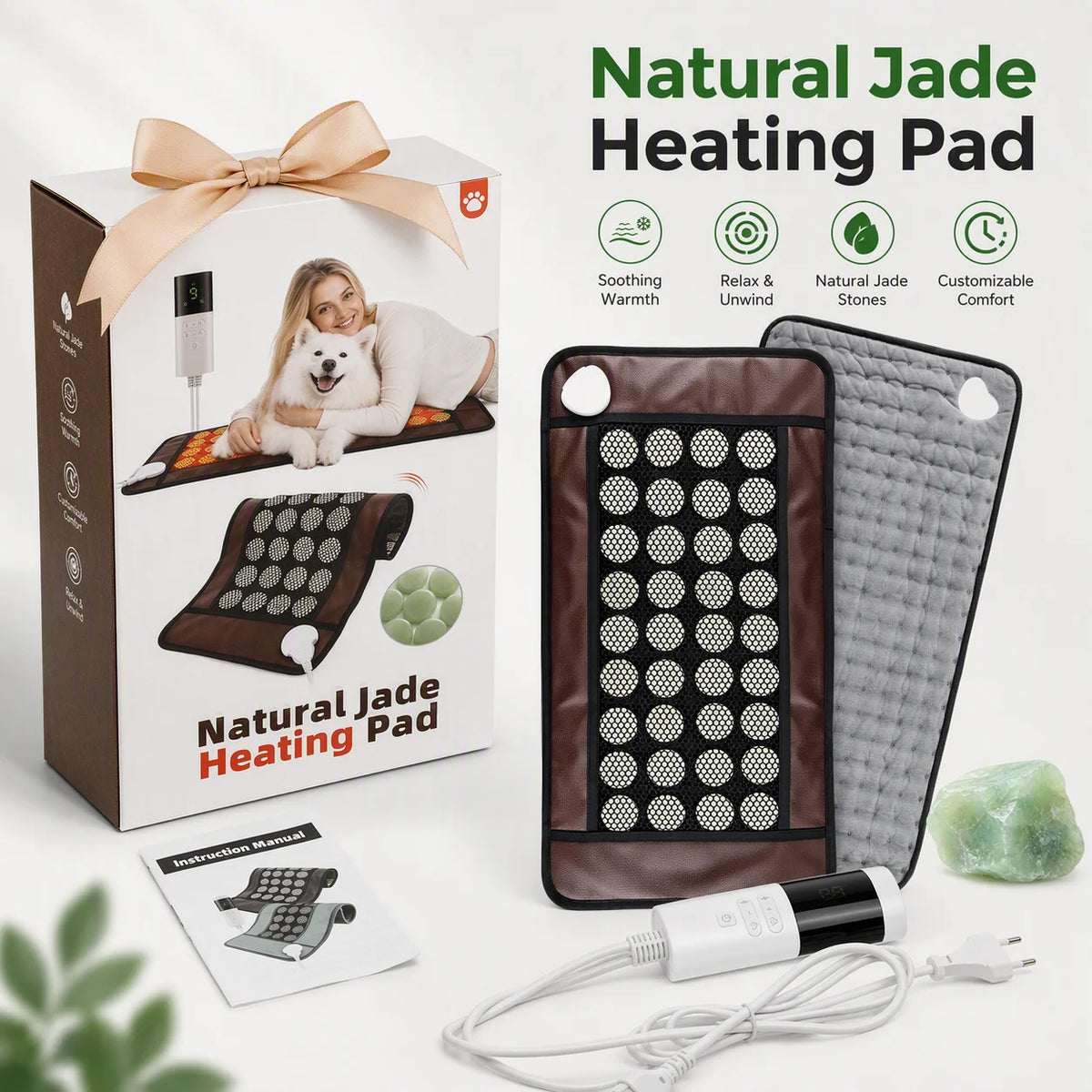 Natural Jade Stone Heated Pad for Back and Muscle Relief