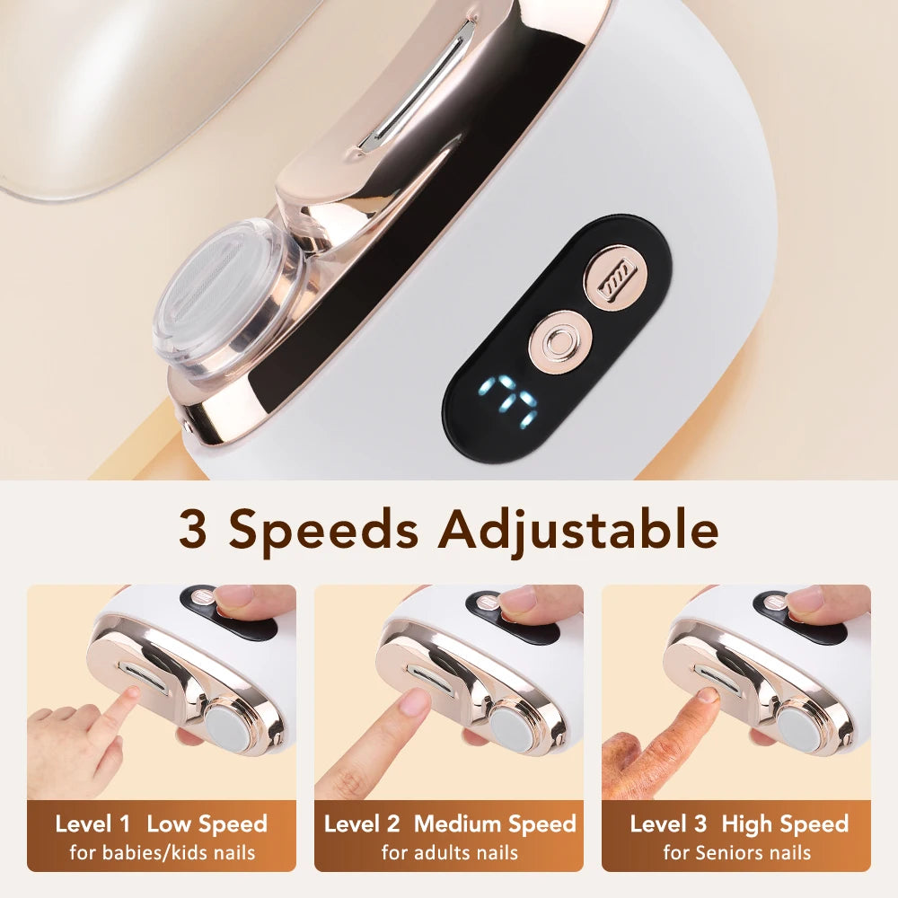 Electric Nail Clipper and Trimmer with LED Light