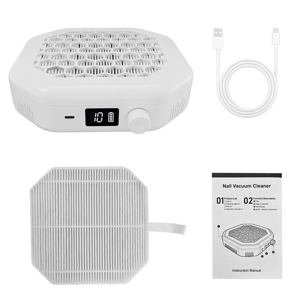 Professional Cordless Nail Dust Collector with Powerful Suction