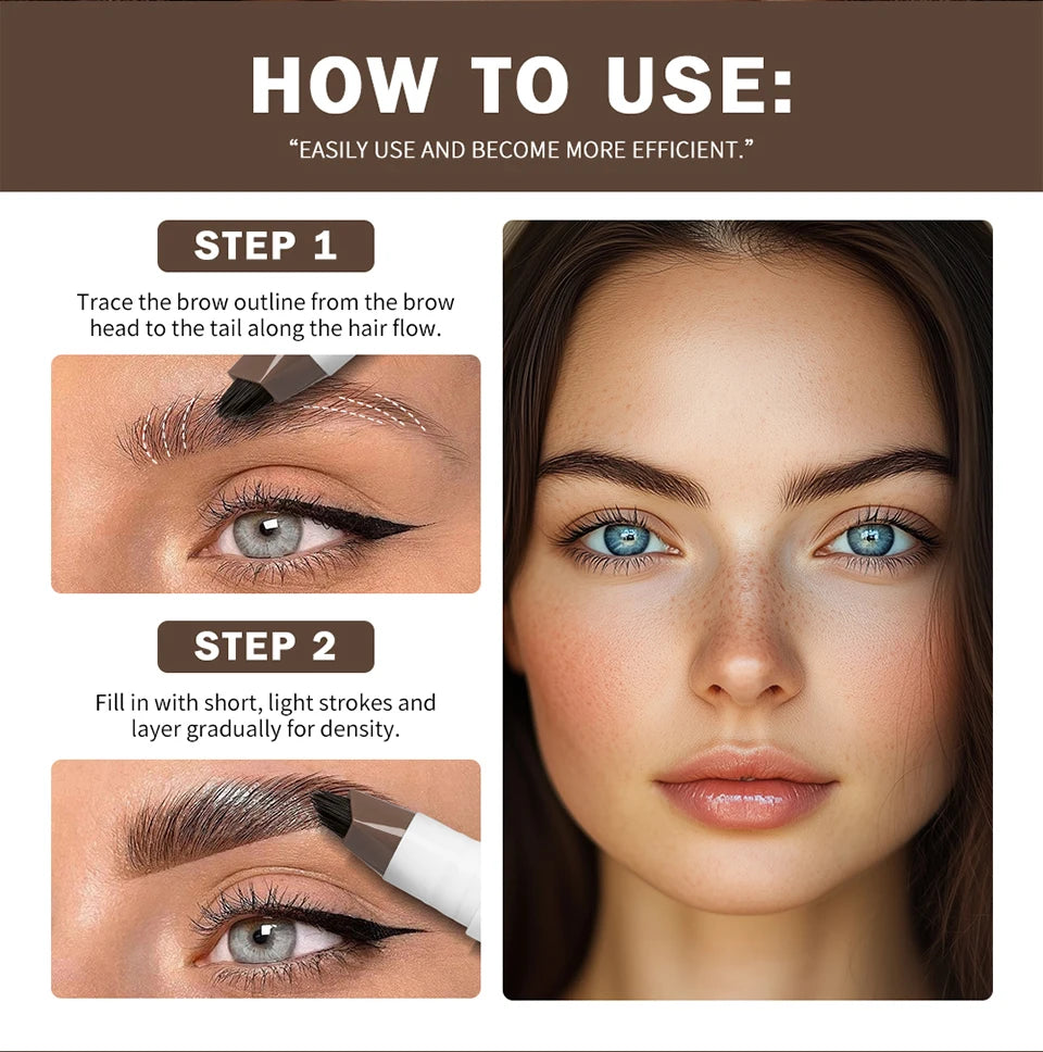 Waterproof Multi-Fork Liquid Eyebrow Pen