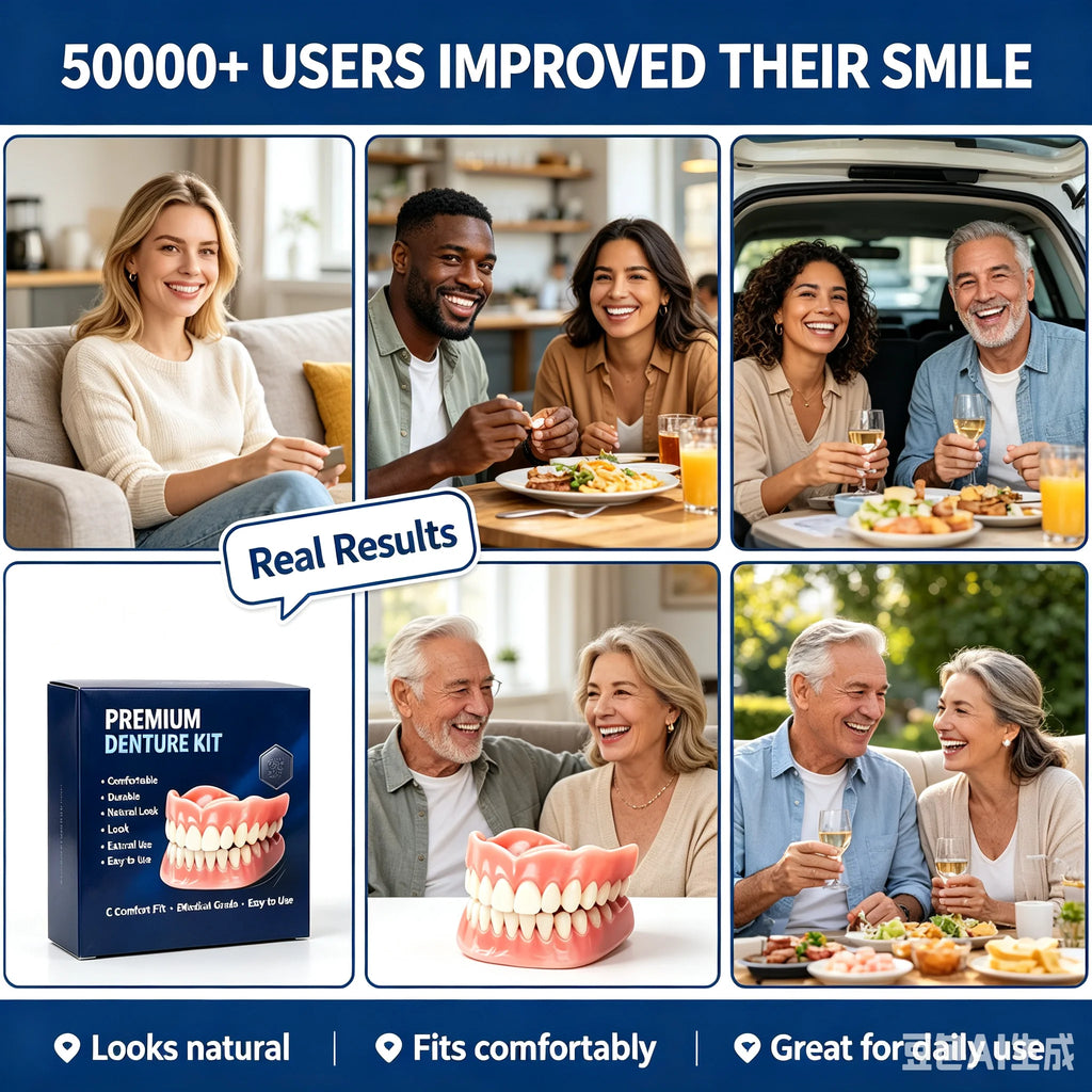 Custom Fit Moldable Silicone Denture Set for Instant Smile