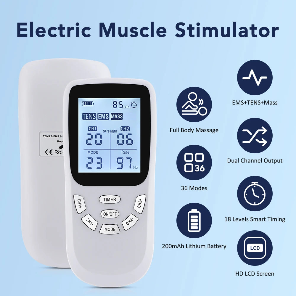 36-Mode Rechargeable TENS & EMS Muscle Stimulator Massager - 4