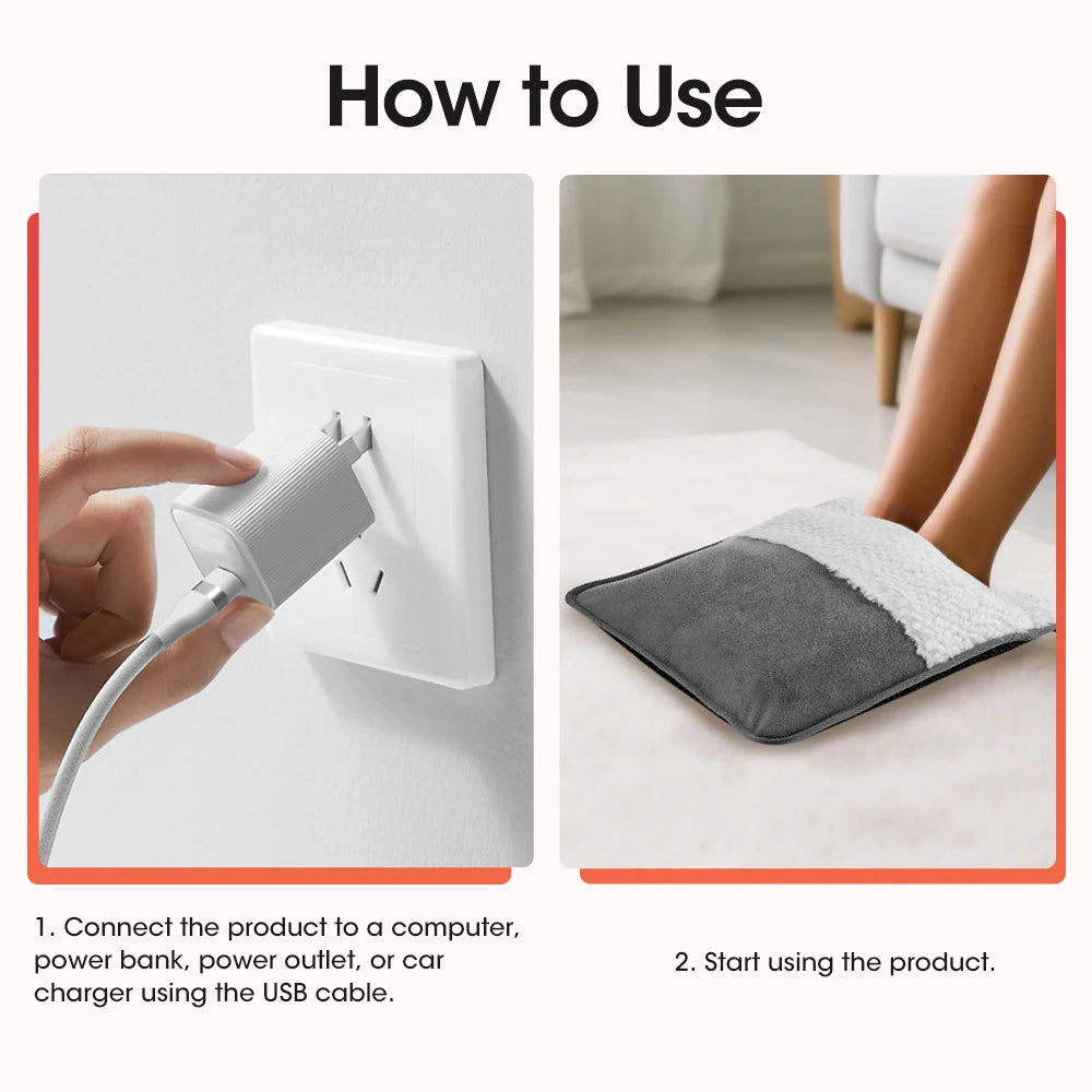 USB Electric Heated Foot Warmer for Home and Office