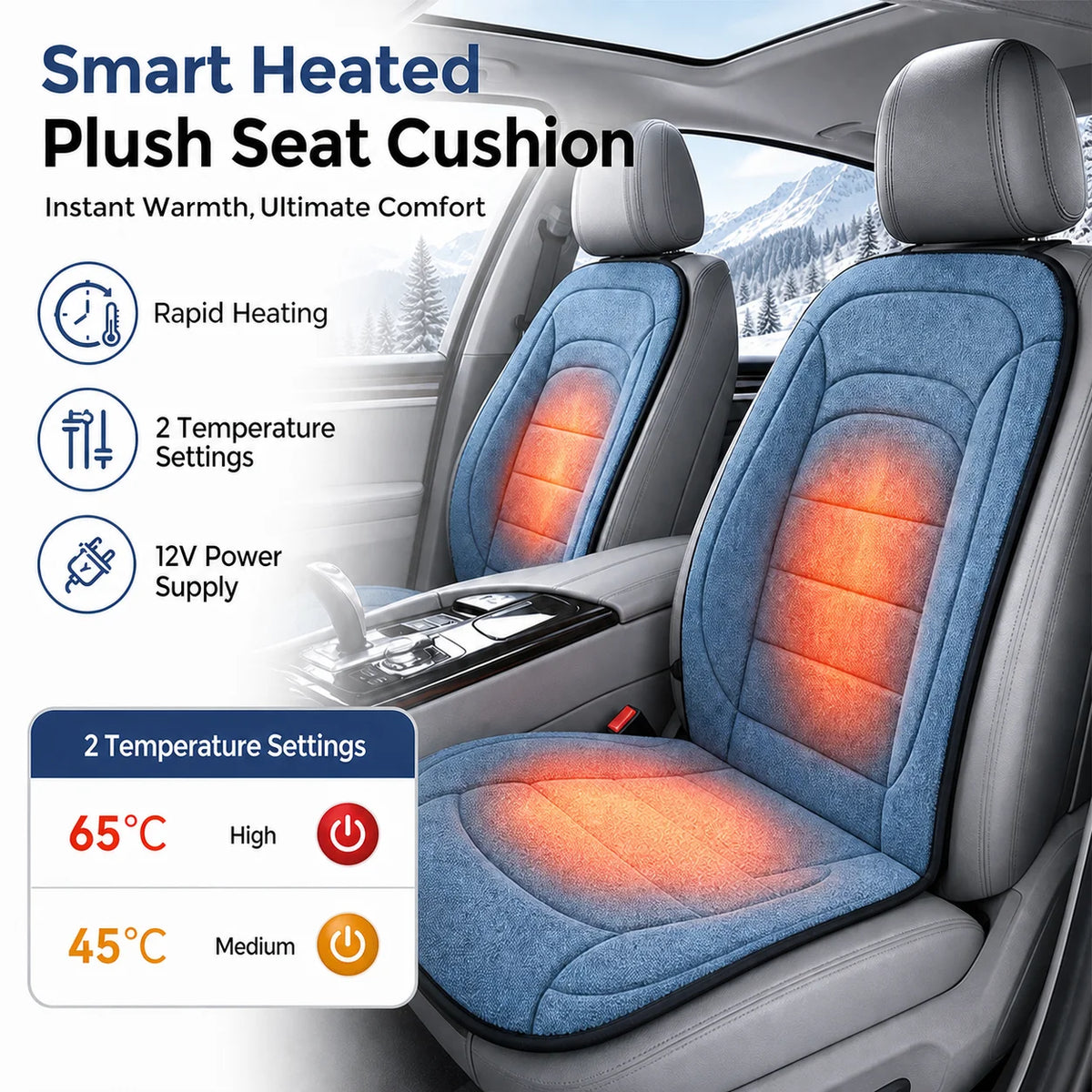 Heated Lambswool Car Seat Cushion for Winter Commuting