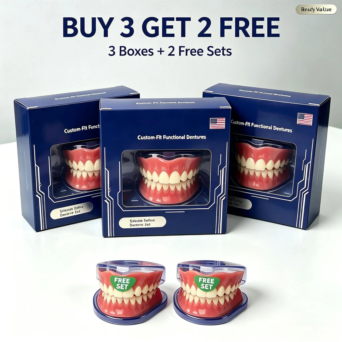 Adjustable Silicone Denture Set for Natural Smile