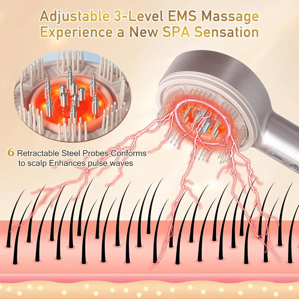 Electric Scalp Massage Comb with Red Light and Serum Applicator