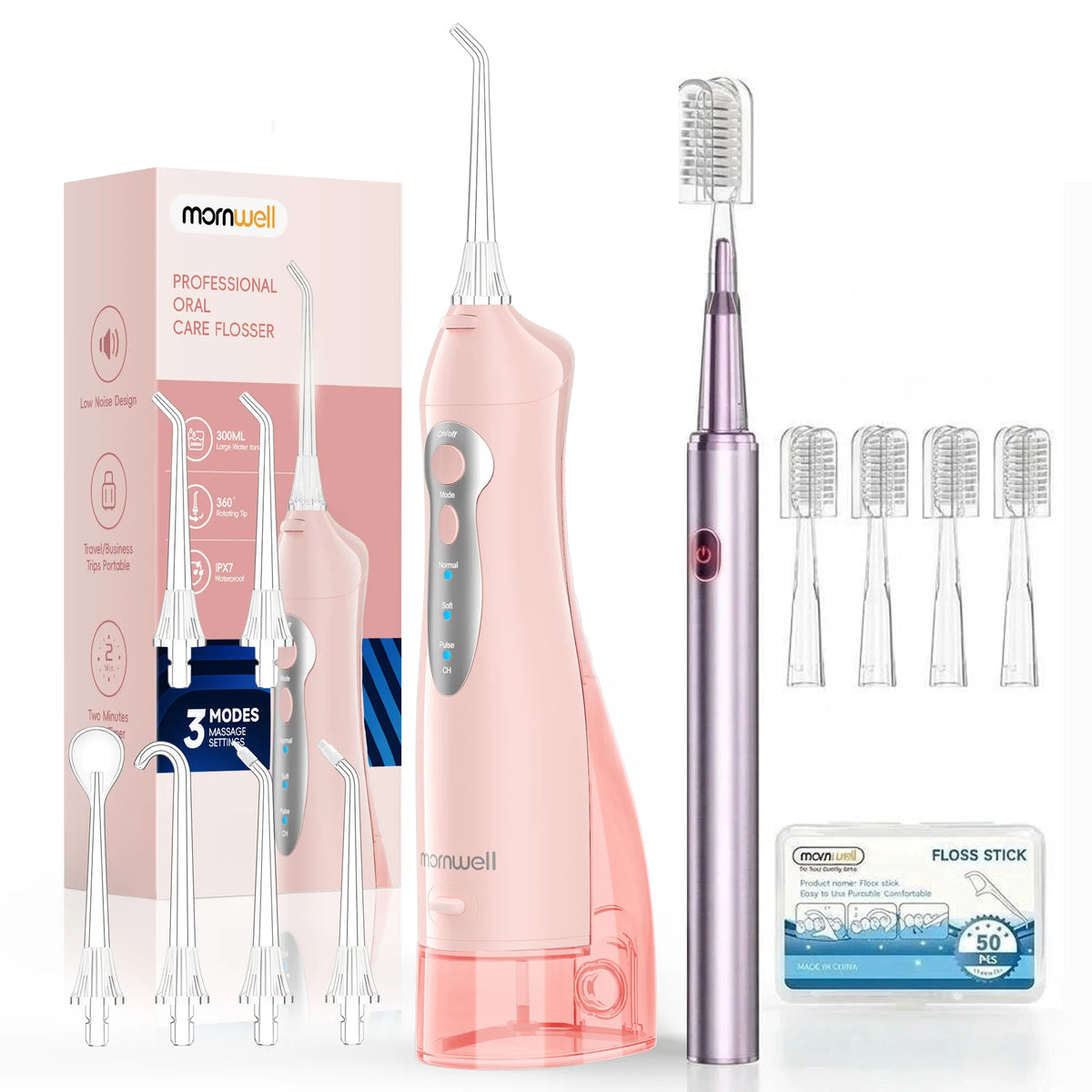 Portable Electric Water Flosser and Toothbrush Oral Care Combo Set