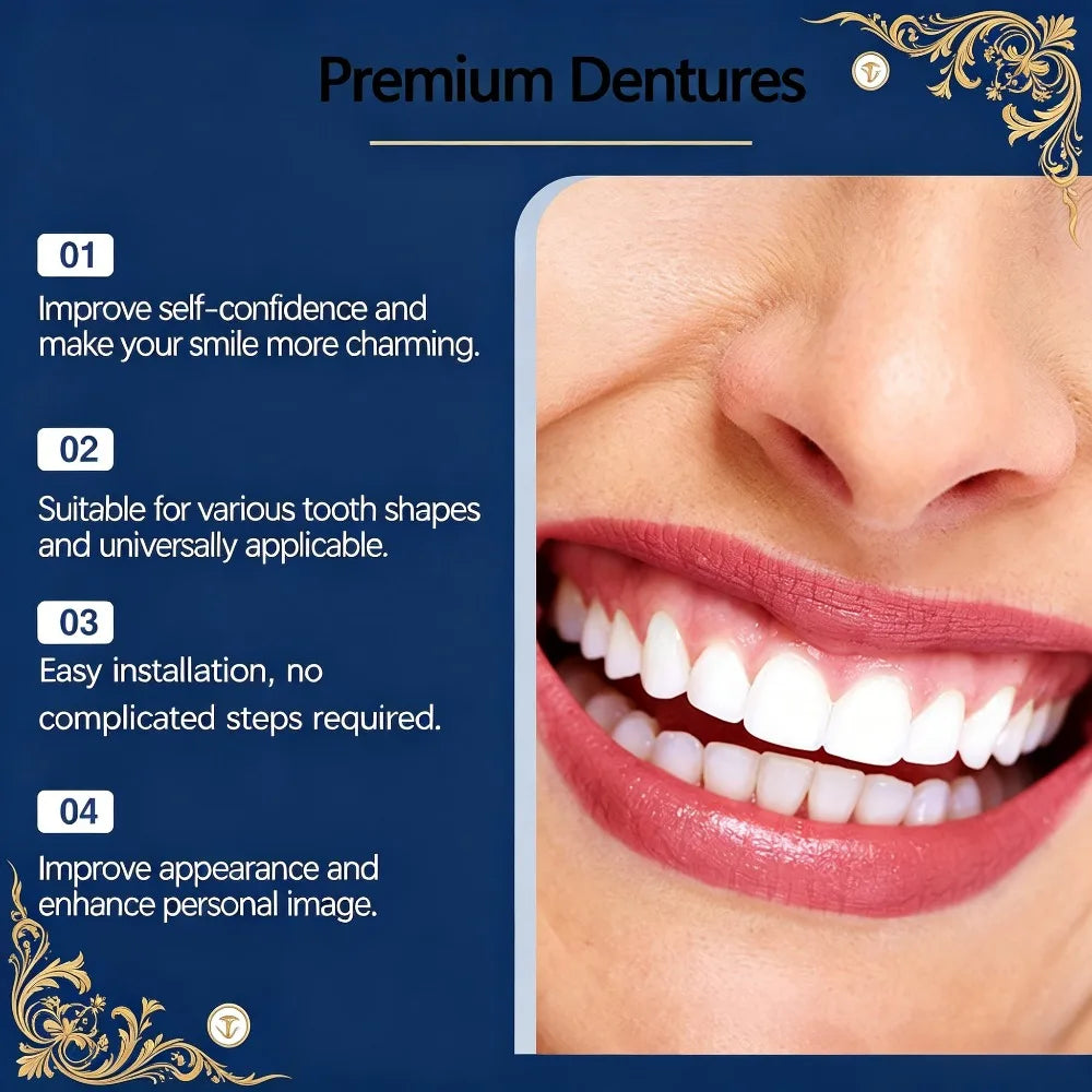 Custom Moldable Silicone Dentures - Natural Comfort Fit Fake Teeth