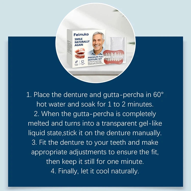 Comfortable Natural-Look Full Set Dentures for Men and Women