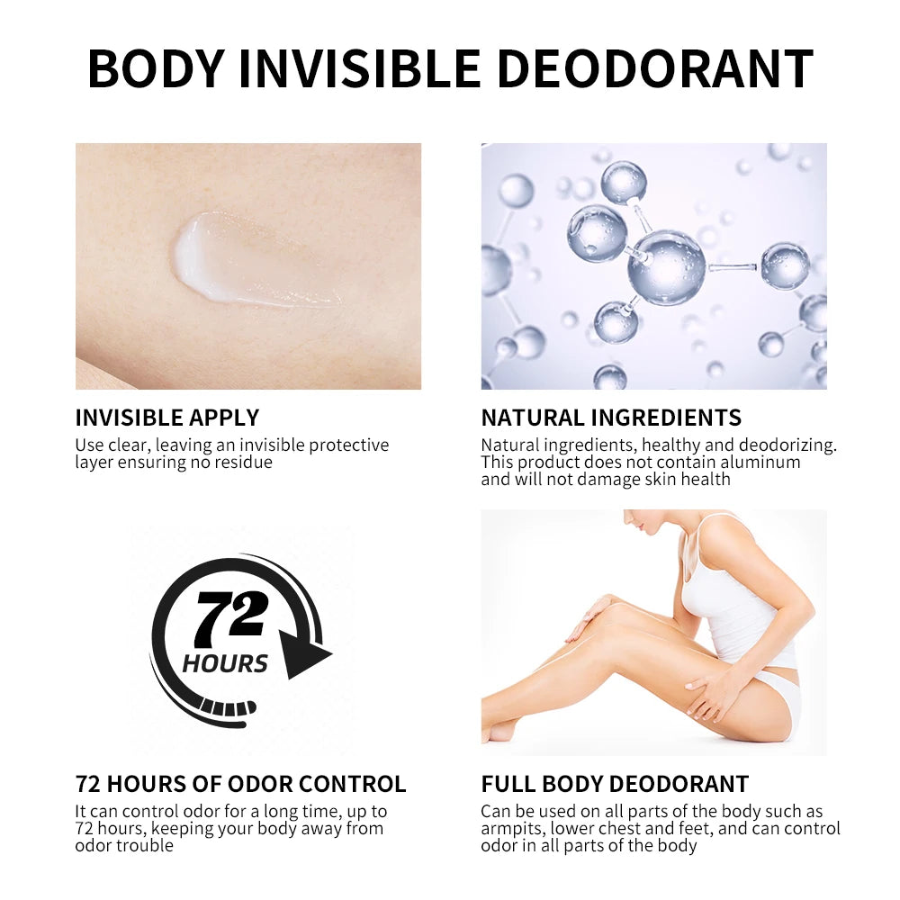 Long-Lasting Invisible Full Body Deodorant Cream