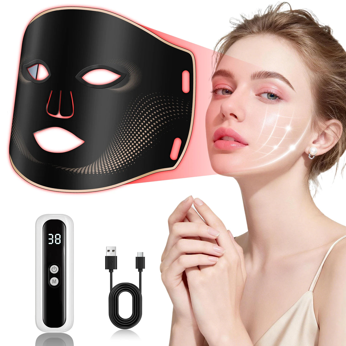 7-Color Cordless LED Facial Mask for Skin Rejuvenation