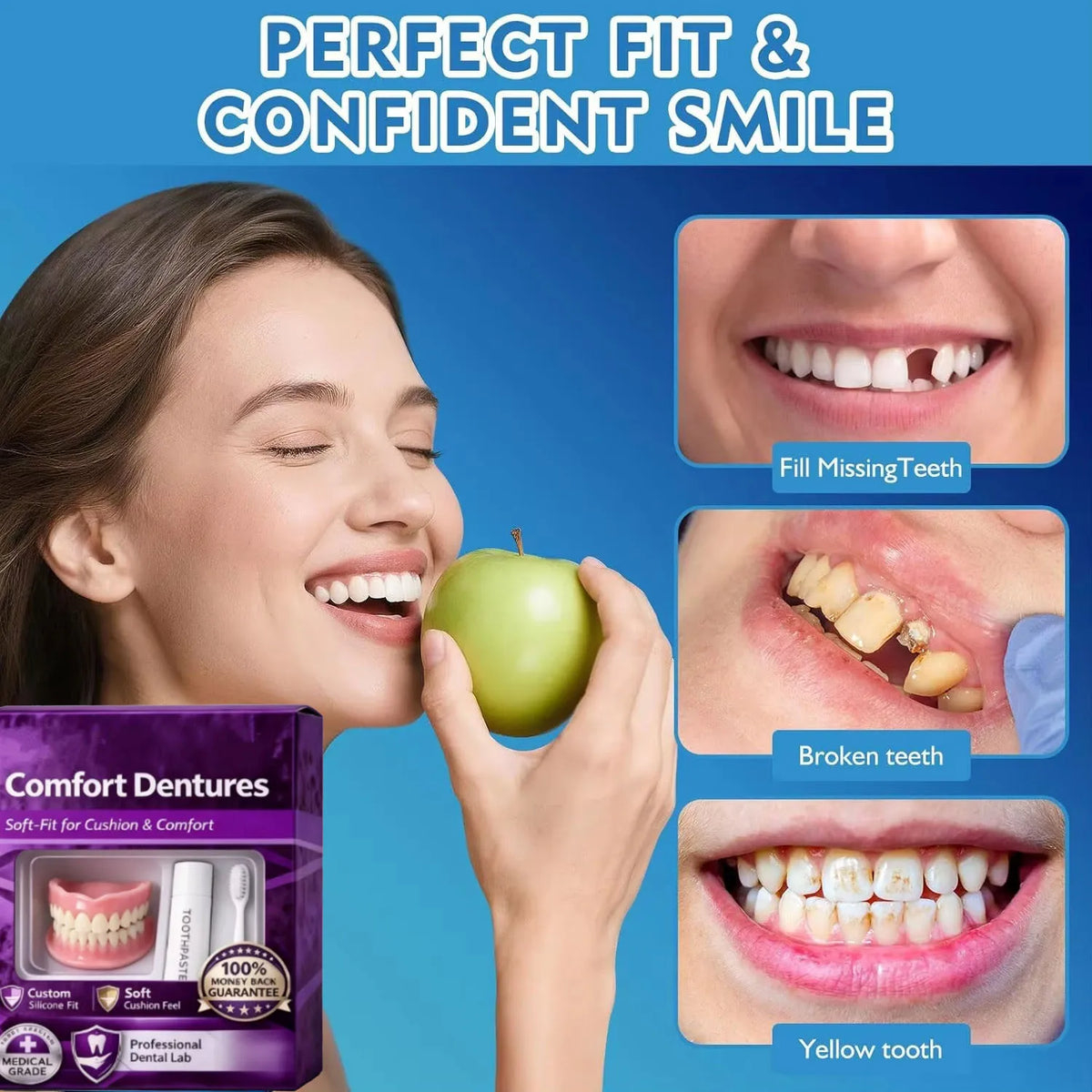 Moldable Silicone Cosmetic Dentures for Instant Smile Correction