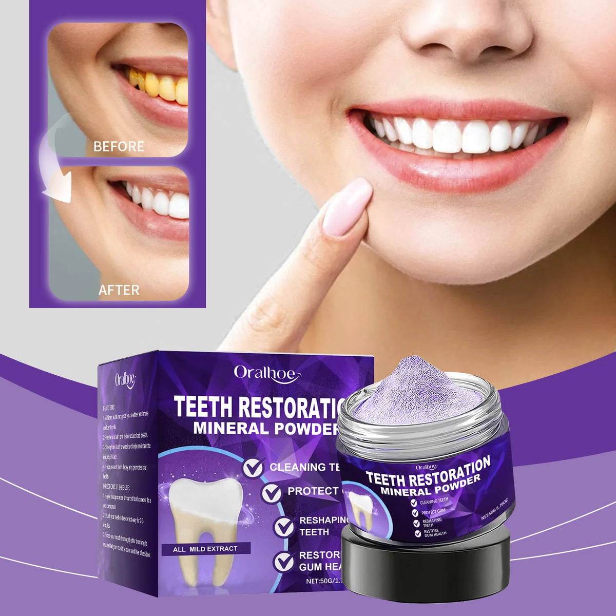 Purple Teeth Whitening and Enamel Restoration Powder
