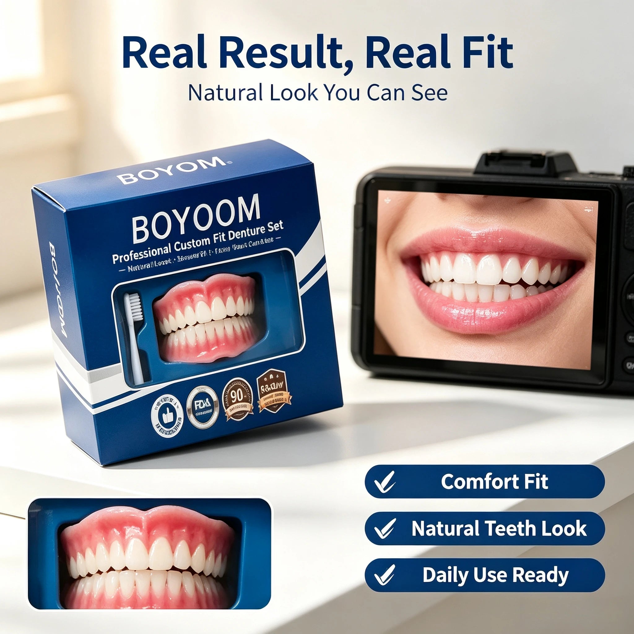 Comfortable Silicone Simulation Denture Set for Natural Smile - 1