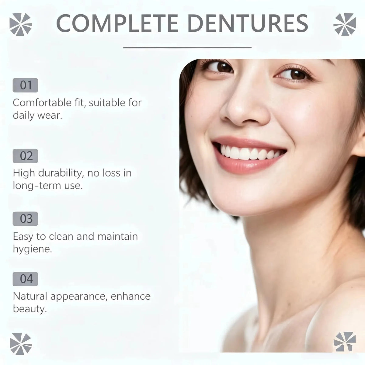 Comfortable Silicone Denture Set for Natural Smile