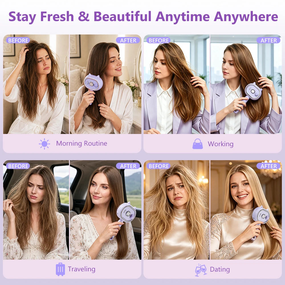 Electric Mist Spray Massage Comb for Hair Detangling and Scalp Care