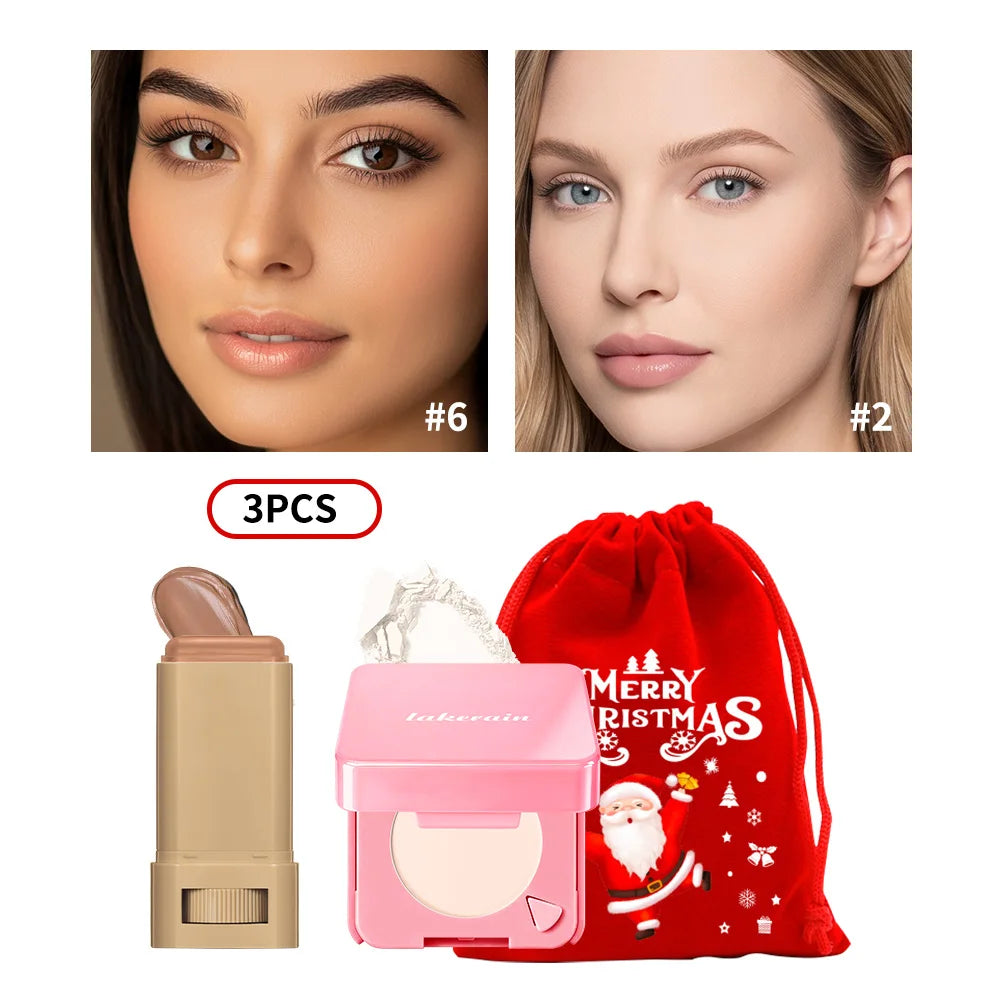 Matte Foundation Stick and Pressed Powder Beauty Set