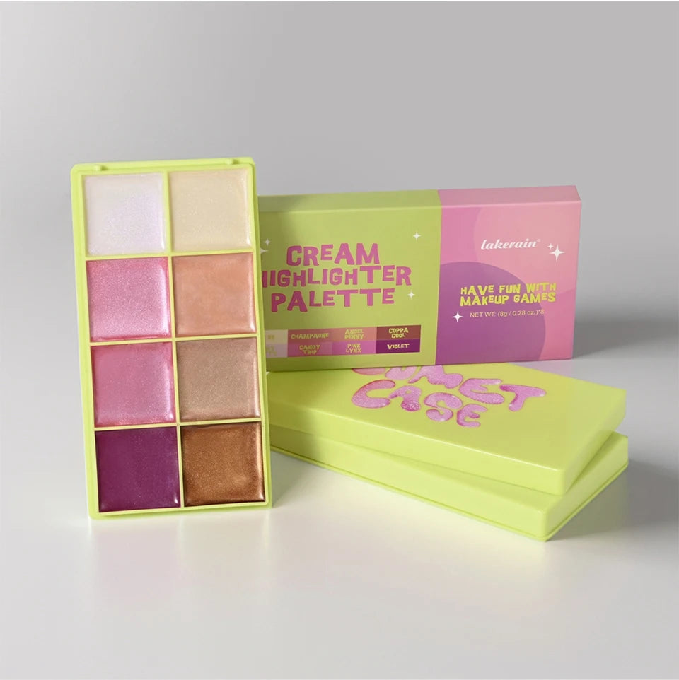 8-Color Cream Highlighter and Blush Makeup Palette - 20