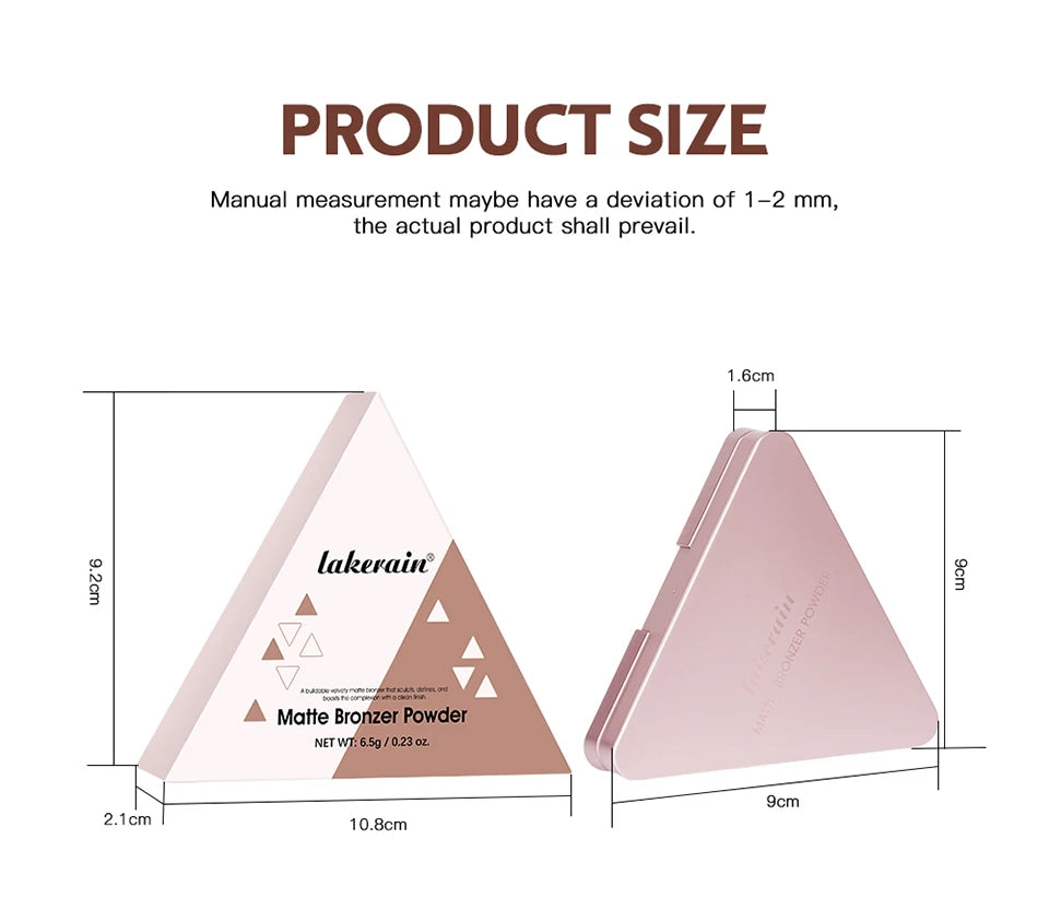 Matte Bronzer Powder for Long-Lasting Waterproof Face Contouring