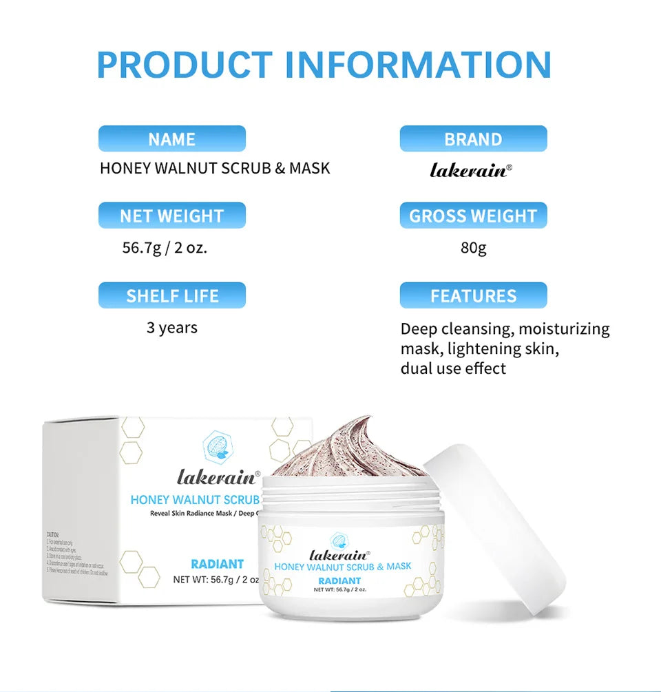 Honey Walnut Exfoliating Facial Scrub and Moisturizing Mask
