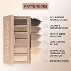6-Color Matte Nude Eyeshadow Palette with Makeup Brushes
