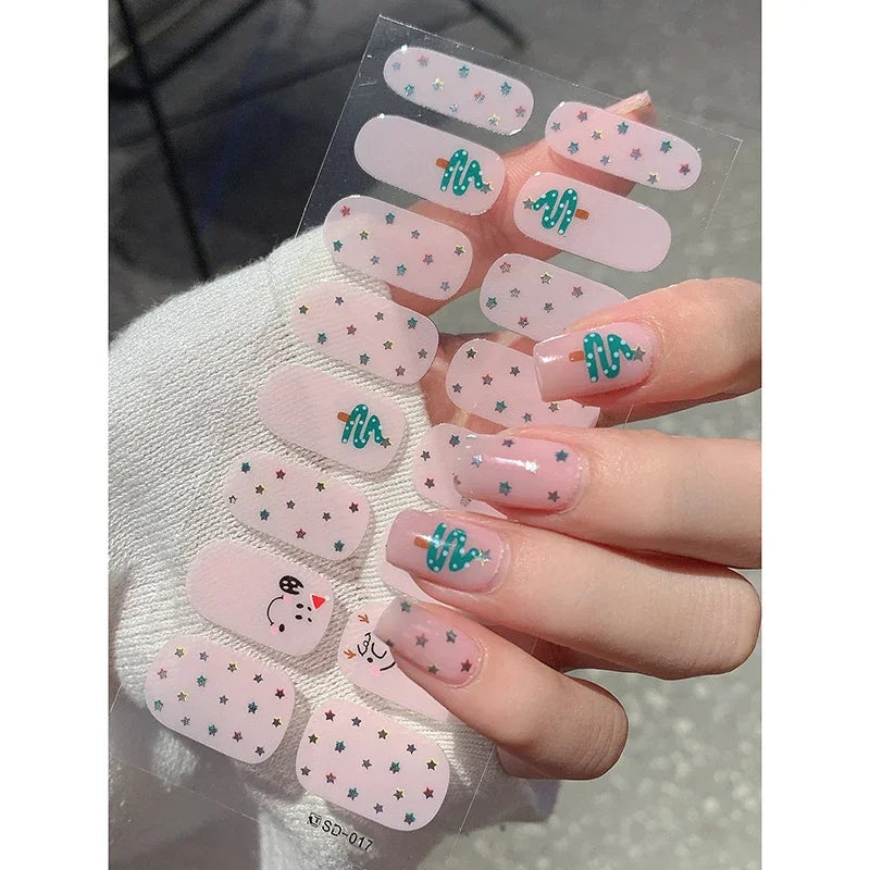 Christmas Snowflake Gel Nail Art Wraps