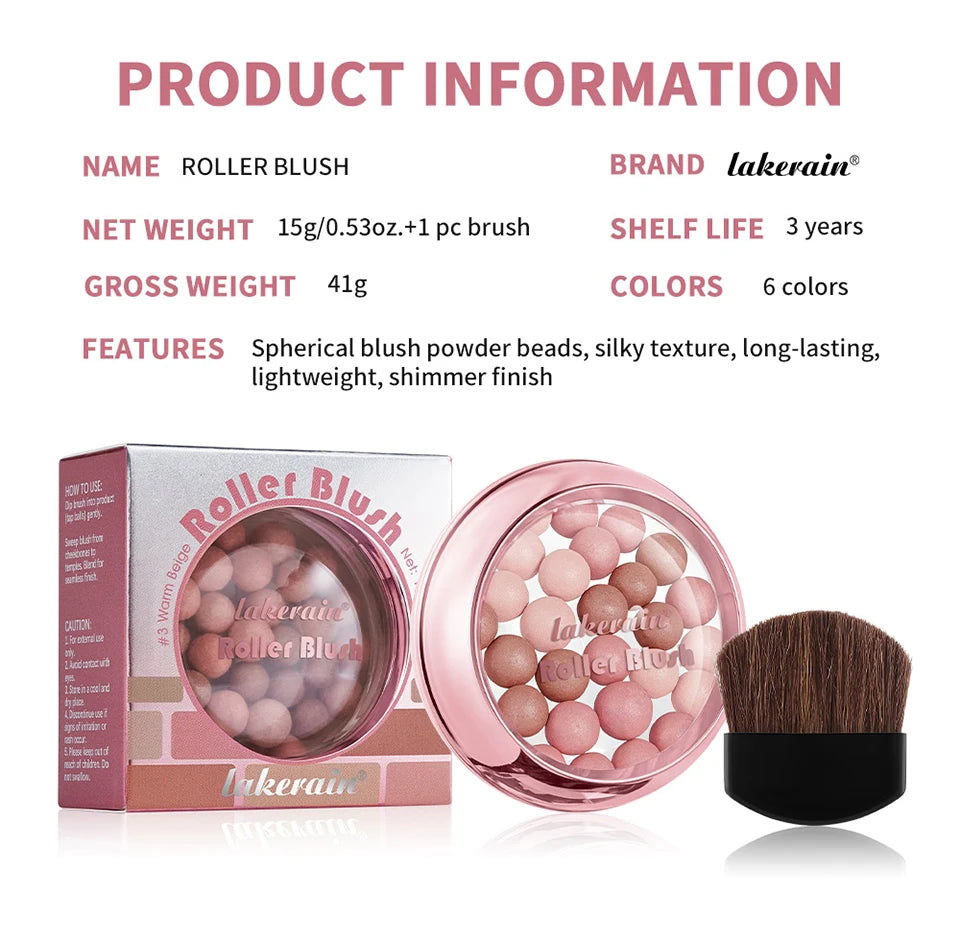 Spherical Shimmer Powder Blush Beads with Applicator - 17
