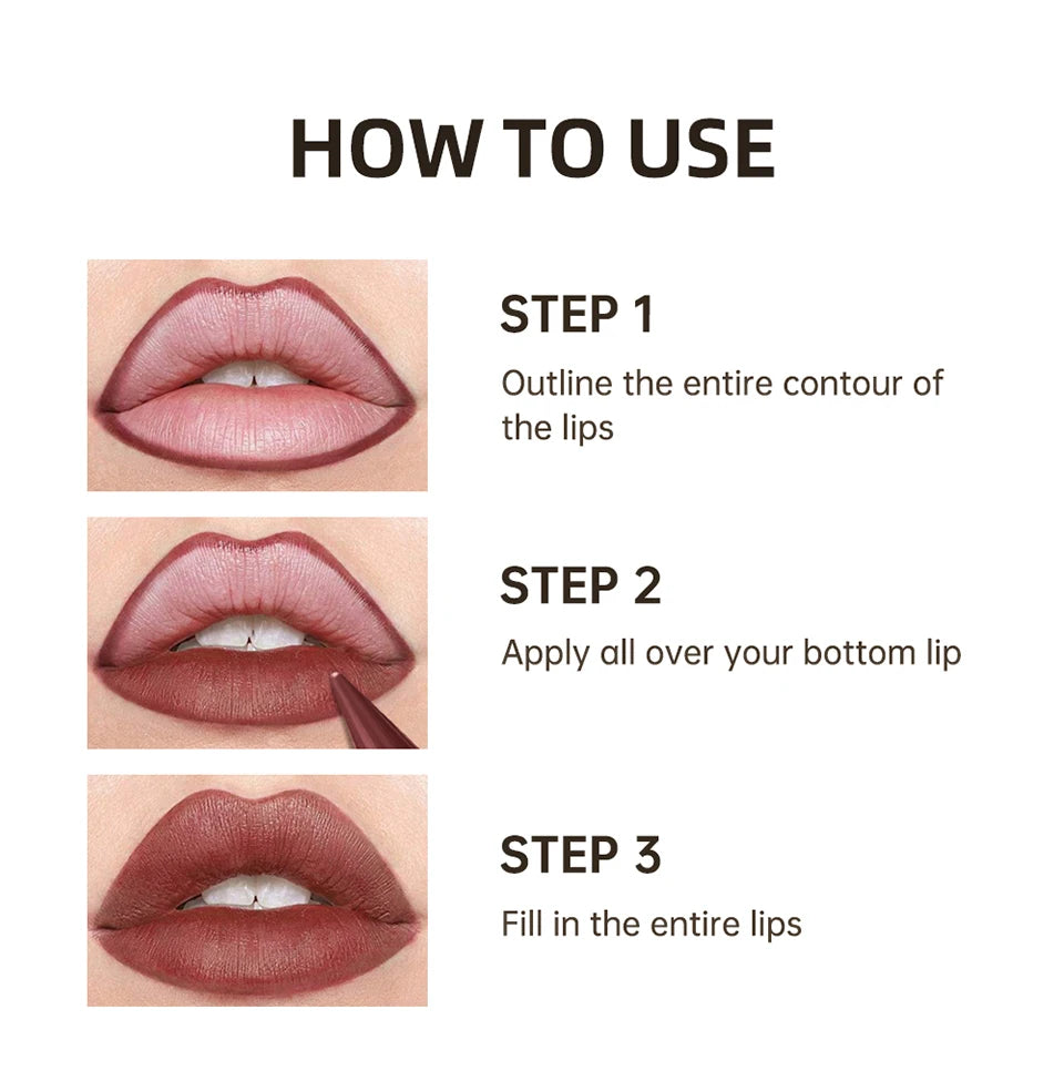 2-in-1 Waterproof Matte Lipstick and Lip Liner Crayon - 12