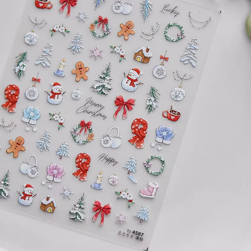 3D Christmas Cartoon Nail Art Sticker Decals