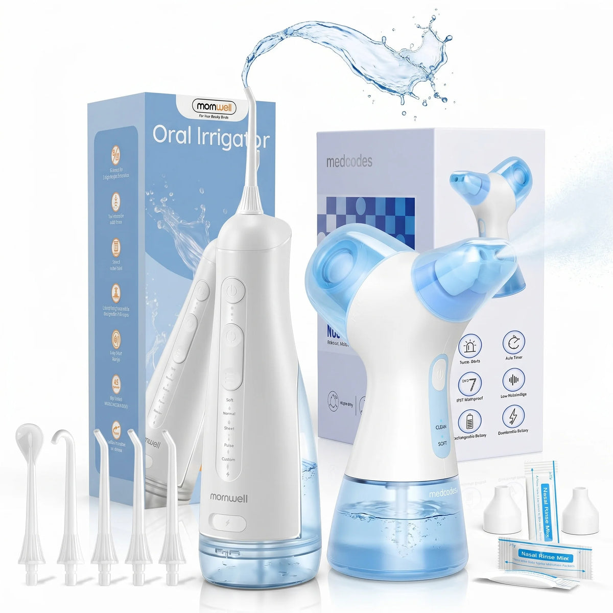 Portable Electric Oral Irrigator and Nasal Rinse Cleaning Kit