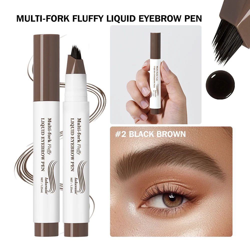 Waterproof Multi-Fork Liquid Eyebrow Pen for Natural Brows