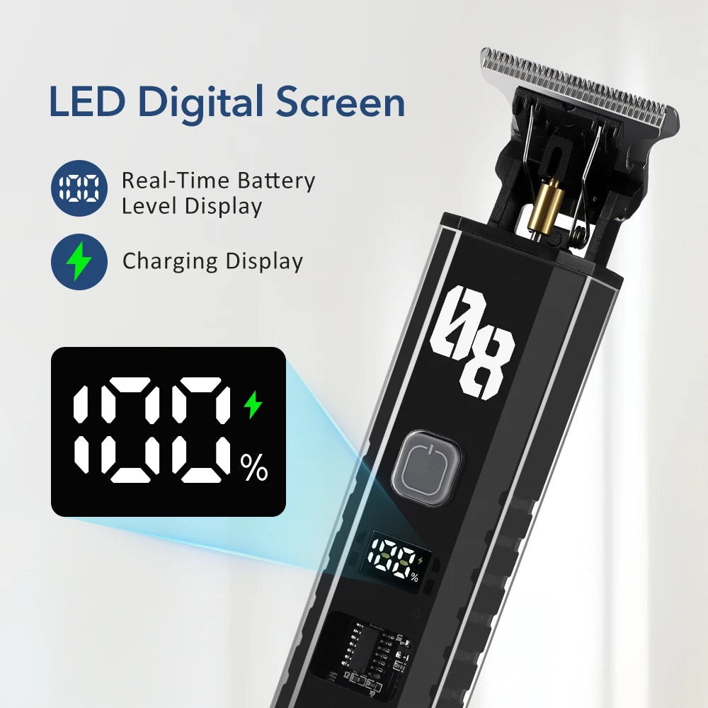Professional Cordless Hair Trimmer with Digital LED Display - 6