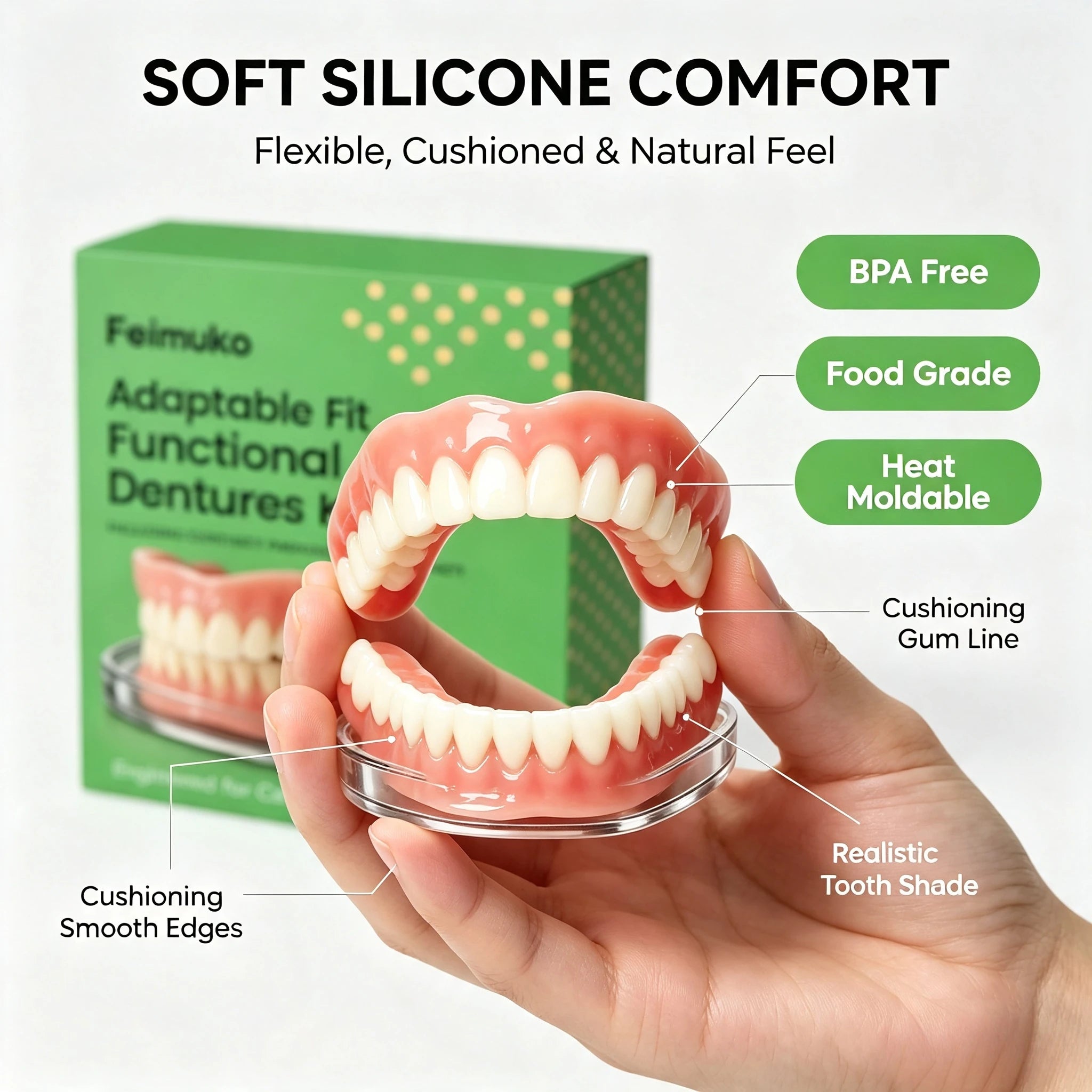Instant Snap-On Silicone Dentures for Natural Smile - 5
