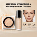 Matte Finish Concealer and Loose Setting Powder Makeup Set