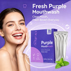 Portable Single-Use Purple Mouthwash Sachets for Fresh Breath
