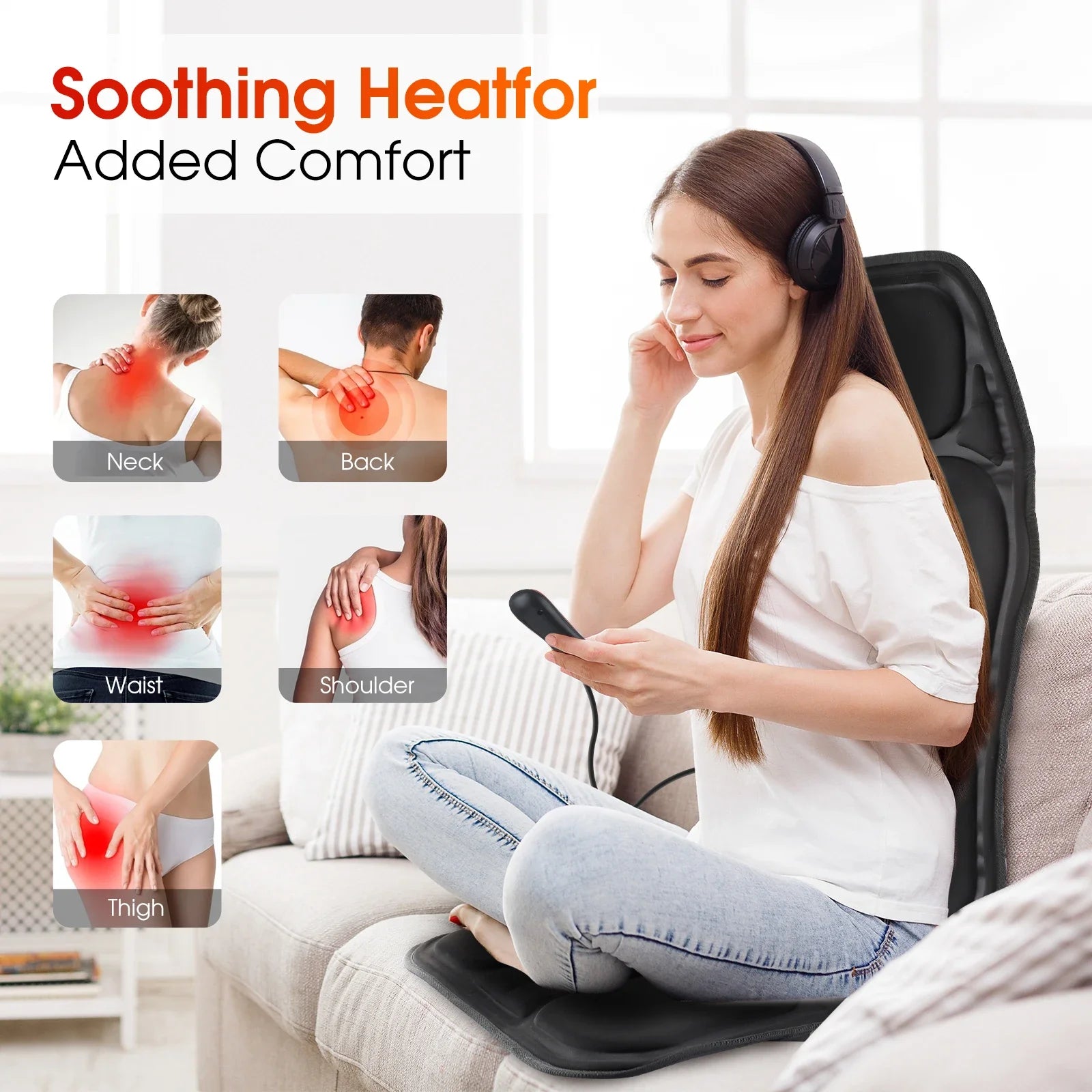 Full-Body Electric Heated Vibration Massage Chair Mat - 3