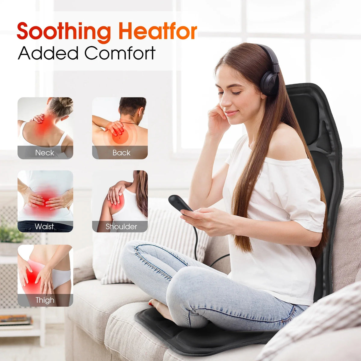 Full-Body Electric Heated Vibration Massage Chair Mat