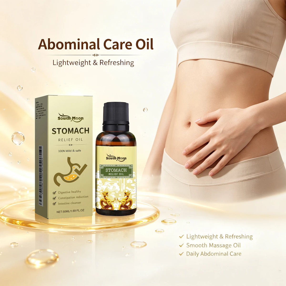 Herbal Abdominal Massage Oil for Natural Constipation Relief