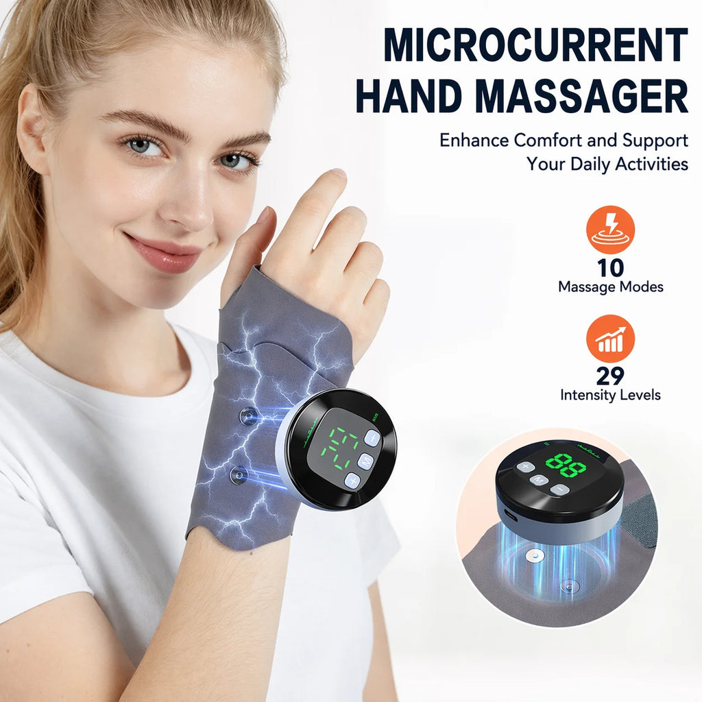 Microcurrent Wrist Massager Band with 10 Modes and 29 Levels
