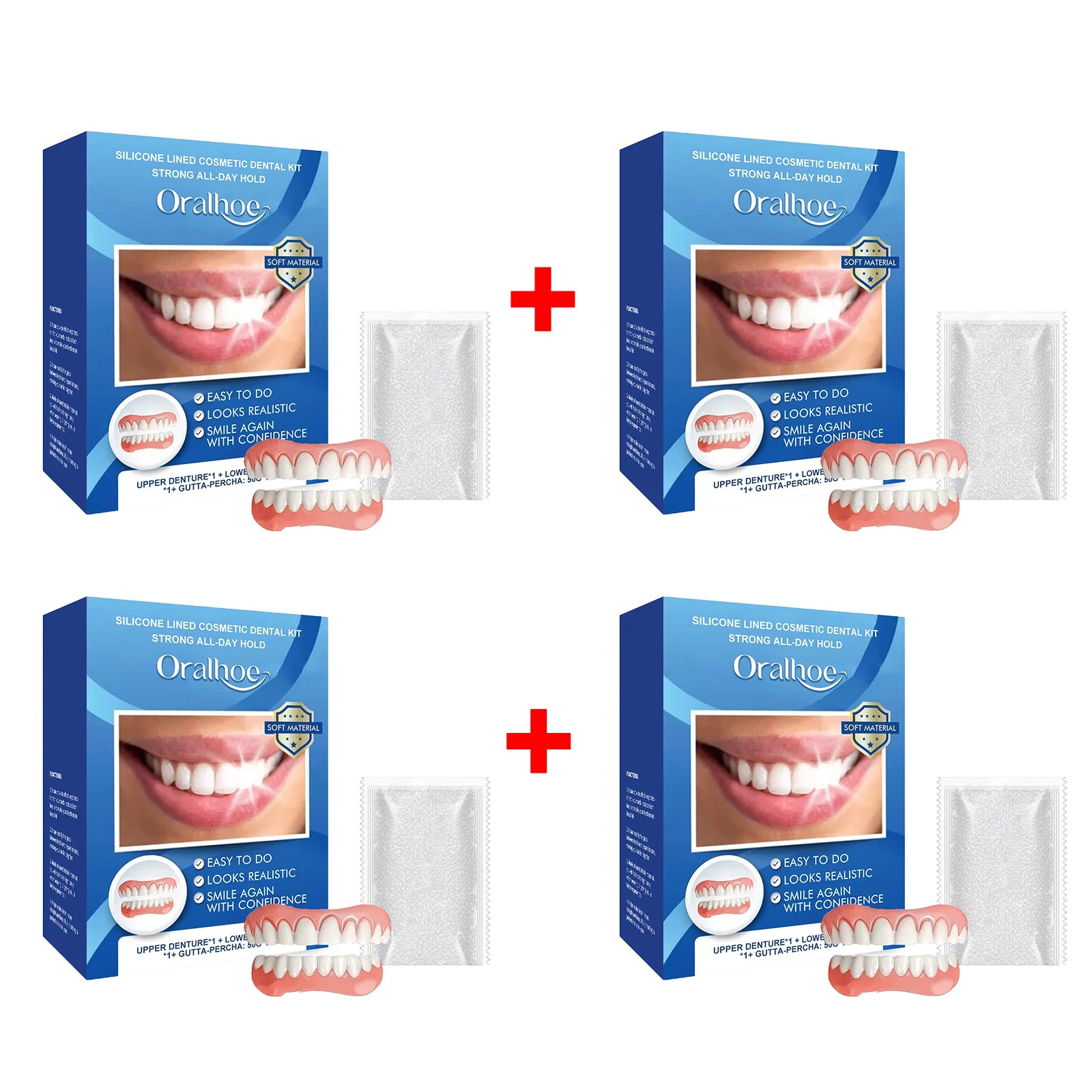 Instant Cosmetic Dental Veneers Kit for Upper and Lower Teeth - 16