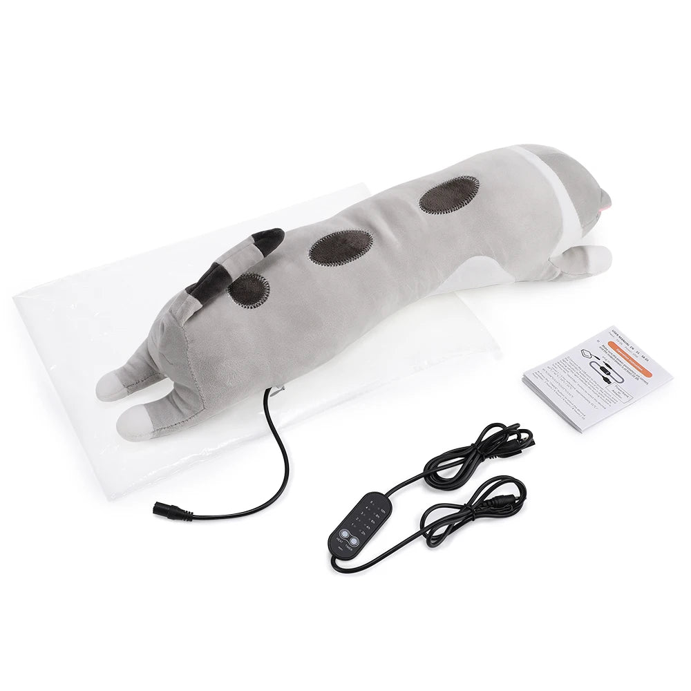 USB Heated Cat Plush Pillow with Adjustable Heat and Timer